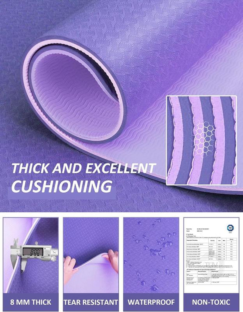 Yoga Mat Non-Slip for Women and Men,Exercise for Pilates, and Home Gym Workouts, Non-Toxic TPE Material Mat Yoga Non-Slip Fit Folding Exercise Gym Mat
