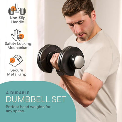 Adjustable 25Lb Dumbells - Home Gym Training Adjustable Dumbbells