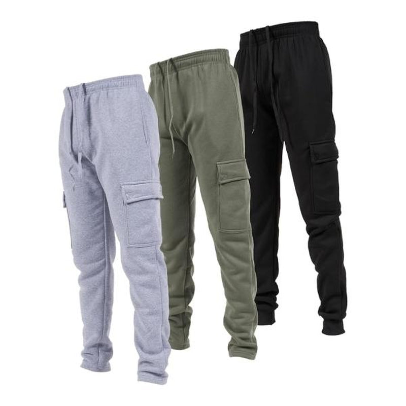Men'S 3 Pack Fleece Active Athletic Jogger Sweatpants with Drawstring Sizes S-3XL