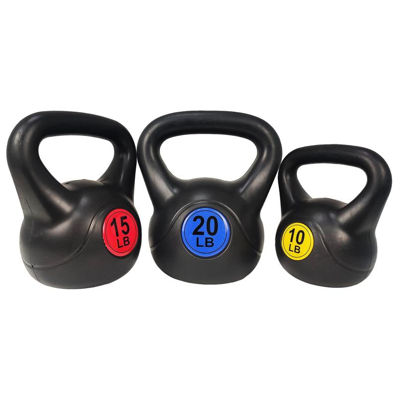 Wide Grip Kettlebell Exercise Fitness Weight Set, 4-Pieces: 5Lb, 10Lb, 15Lb and 20Lb Kettlebells