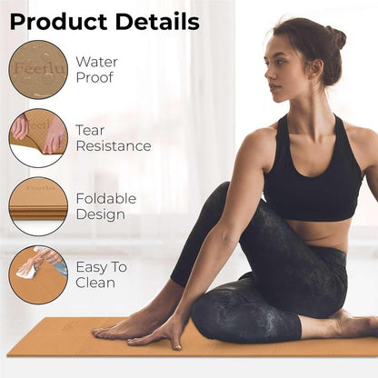 Foldable Yoga Mat - 6Mm Thick, Lightweight, and Easy to Store for Travel - Anti-Slip Folding Exercise Mat for Yoga, Pilates, Home Workouts, and Floor Exercises Feetlu