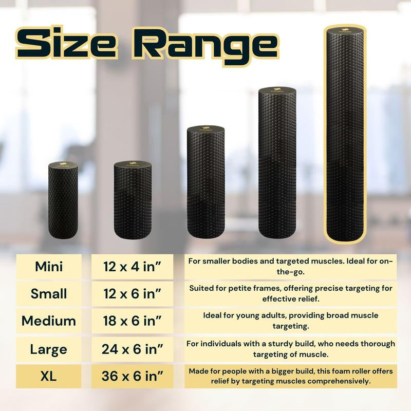 Foam Roller - Extra Large - 36 X 6 Inches - Textured for Muscle Massage, Physical Therapy, Pilates, Yoga, Exercise Equipment by Fitnation