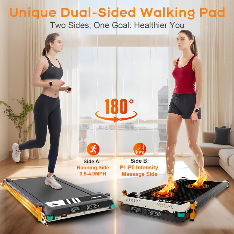 TOUSAINS Walking Pad with Incline, under Desk Treadmill, 2 in 1 Foot Massage Treadmill for Home&Office, 2.5HP Quite Portable Treadmill with Shiatsu Foot Massager, Incline Treadmill with LED Display Fitness Stepper Machine Stepping Machine
