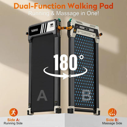 TOUSAINS Walking Pad with Incline, under Desk Treadmill, 2 in 1 Foot Massage Treadmill for Home&Office, 2.5HP Quite Portable Treadmill with Shiatsu Foot Massager, Incline Treadmill with LED Display Fitness Stepper Machine Stepping Machine