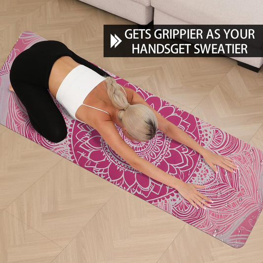 Printed Yoga Mat 72" X 24" Thick 6Mm Non-Slip Fitness Exercise Exercise Mat with Strap for Women Men Yoga Pilates Workout Gym Floor Workout