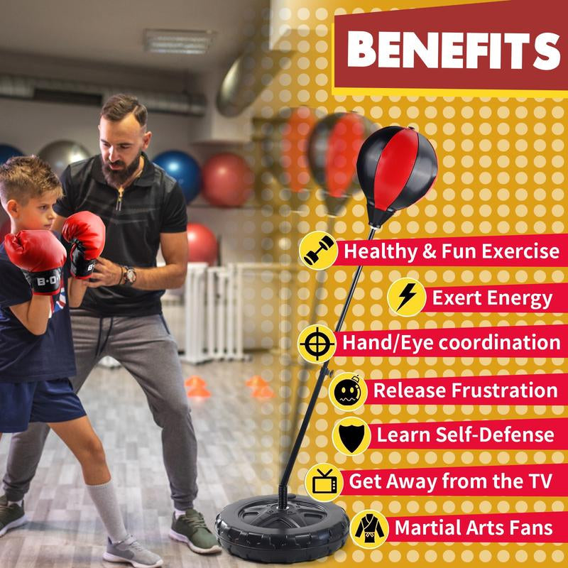 Junior Boxing Set for Kids - Punching Bag with 43-Inch Adjustable Stand and Gloves for Exercise Fun