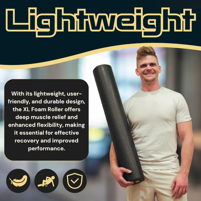 Foam Roller - Extra Large - 36 X 6 Inches - Textured for Muscle Massage, Physical Therapy, Pilates, Yoga, Exercise Equipment by Fitnation