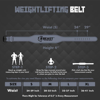 Weight Lifting Belt 4Inch Leather Belt with Free Wrap - Foam Padded Back Support Gym Belt for Bodybuilding Squat Deadlift Weight Belt, Weightlifting Belt Men Women