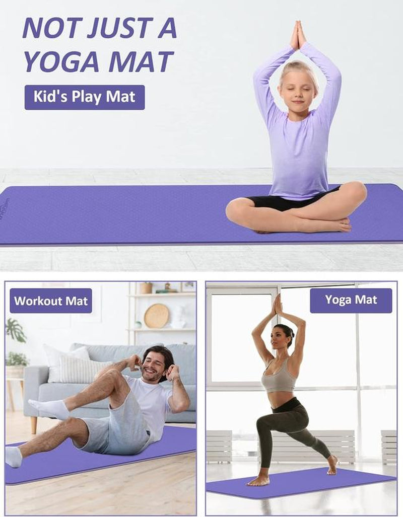 Yoga Mat Non-Slip for Women and Men,Exercise for Pilates, and Home Gym Workouts, Non-Toxic TPE Material Mat Yoga Non-Slip Fit Folding Exercise Gym Mat