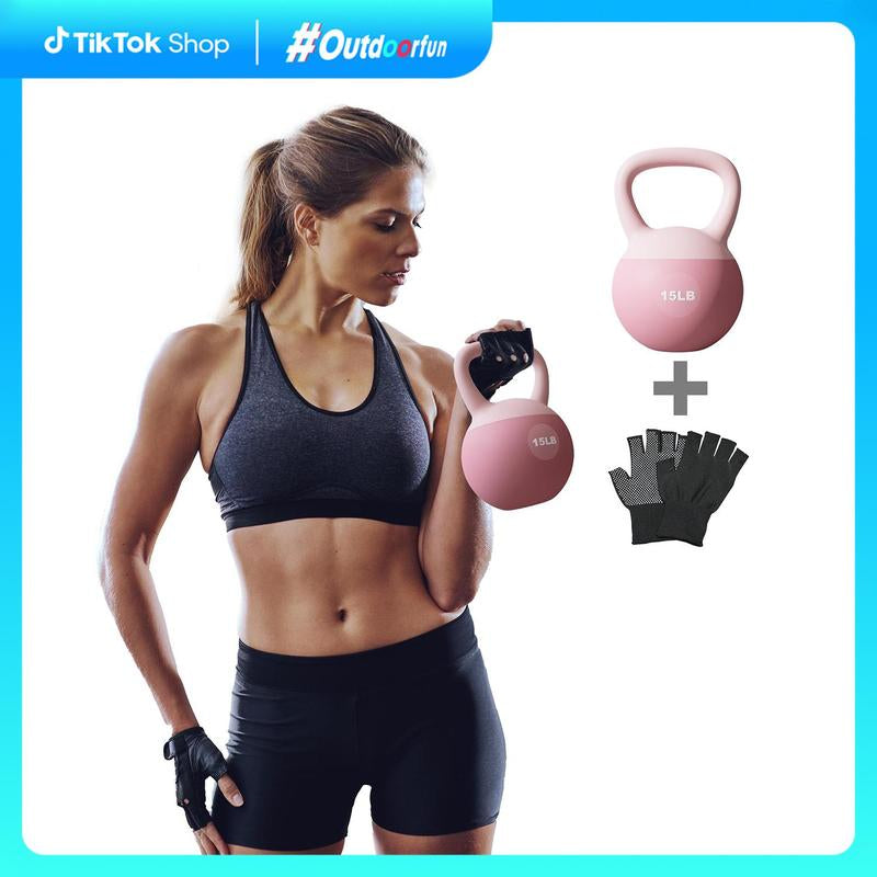 LEKÄRO Soft Kettlebell,Anti-Slip Grip with Training Gloves,Safe Strength Training Kettlebells Sets,Weightlifting Kettlebell for Home Gym,Fitness Equipment