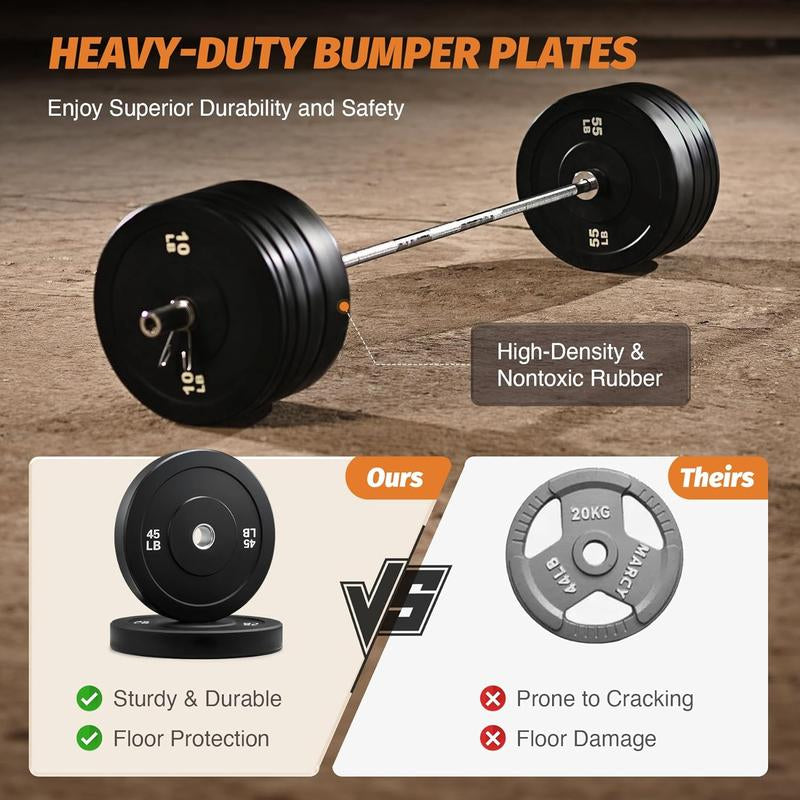 【September Restock】Zelus Weight Plate Set,Multi-Function Plate Set Twin 2" Bumper Plates, Olympic Weight Set with Rubber Barbell Dumbbell Plates Stainless Steel Inserts for Pro or Home/Outdoorfun Gym,Fitness,All Seasons,Gift Idea